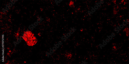 Decorative red panoramic background texture and best free red grunge design assets. Red granite tiles floor on red background. Dirty rustic fire red texture. Dark grunge textured red concrete wall