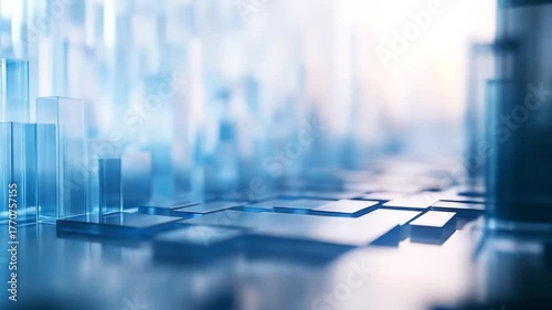 Wallpaper Mural Abstract blue glass bars reflect light in a modern, clean composition Torontodigital.ca