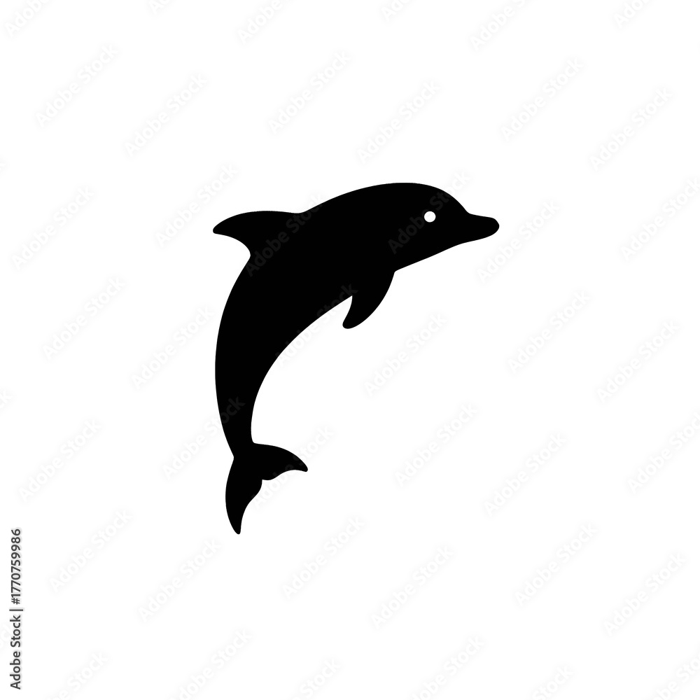 Naklejka premium Black dolphin vector silhouette illustration