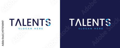 Talents letter unique wordmark logo vector design template