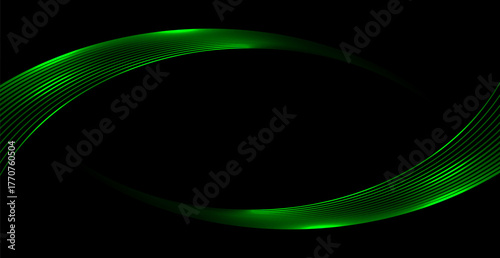 Neon Green Lights Line Background. Abstract Technology Wallpaper. Vector Illustration