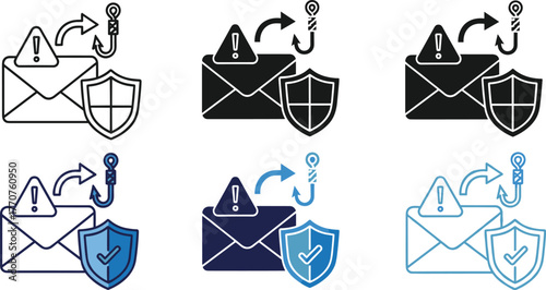 Icons illustrating email security and phishing protection