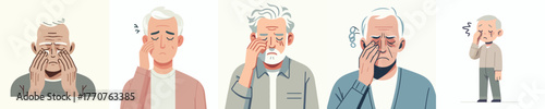 vector of a grandfather rubbing his sore eyes
