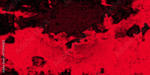 Black and red abstract grunge background with halftone style.