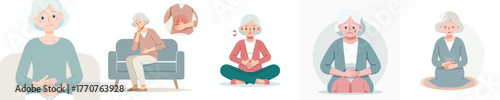 vector of a grandmother experiencing digestive problems