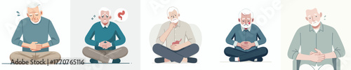 vector of a grandfather experiencing digestive problems