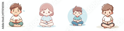 vector of a children experiencing digestive problems