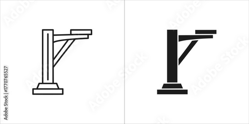 Car lift icon, in outline and glyph style vector design