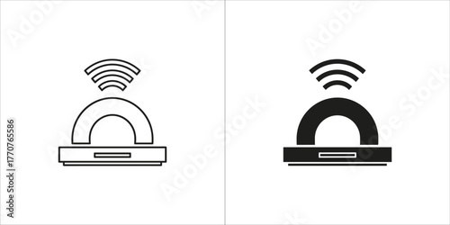 Smart home hub icon, wireless technology and automation concept