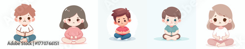 vector of a children experiencing digestive problems