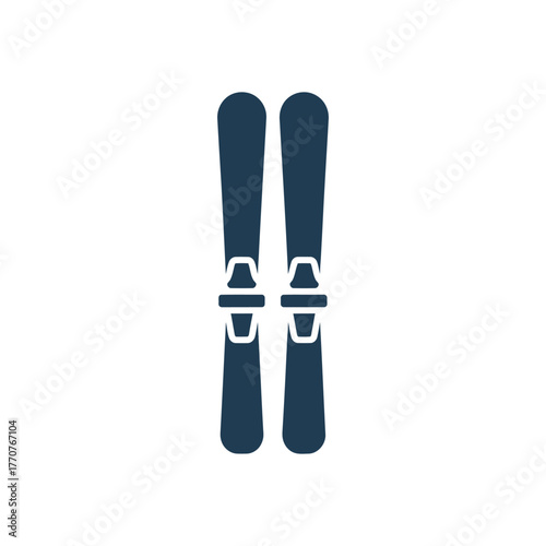 Skis Icon on White Background Vector Art Illustration on white background.
