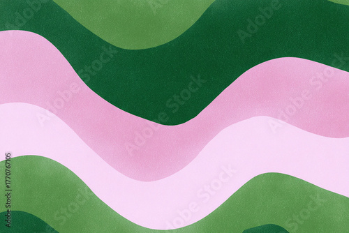 Abstract minimalist green and pink wavy pattern background