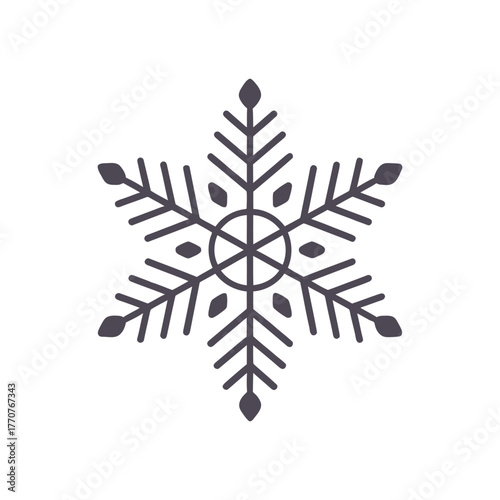 Snowflake pattern Icon on White Background Vector Art Illustration on white background.	