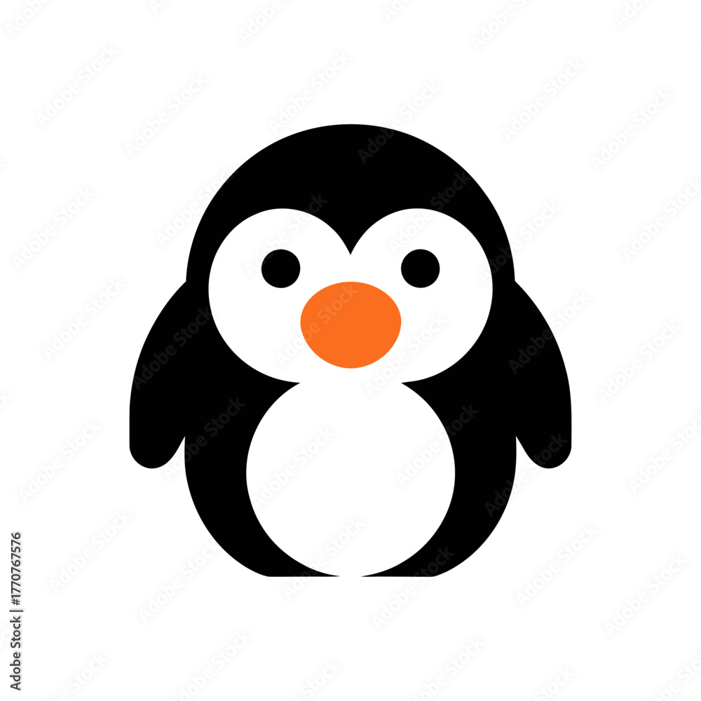 Obraz premium Penguin Icon on White Background Vector Art Illustration on white background.
