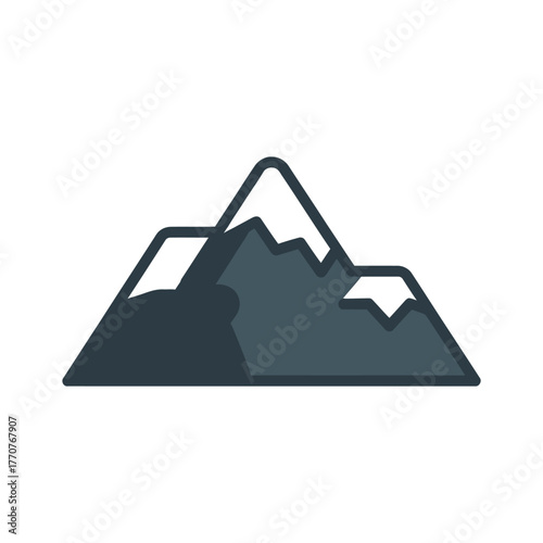 Snow-covered mountain Icon on White Background Vector Art Illustration on white background.