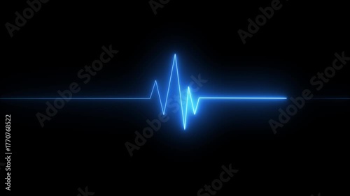 Neon Digital heartbeat plus animation. Heart Beat Pulse animated video, medical concept heart beat graph.