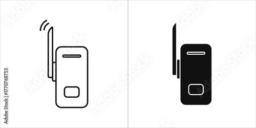 Wifi repeater icon in outline and glyph style for web design