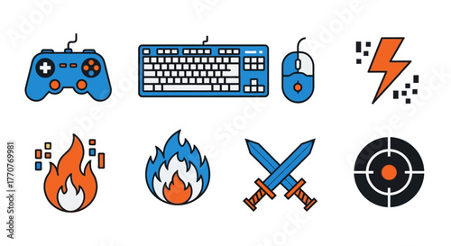  Flat Vector Collection of Gaming and Tournament Symbols
