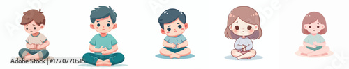vector of a children experiencing digestive problems
