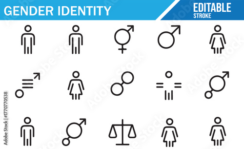 Nonbinary and transgender icons — inclusive gender identity symbol set for equality and diversity