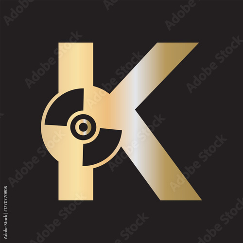 Initial Cd Dvd Logo combine with letter K vector template