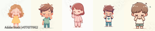 vector of a children rubbing his sore eyes