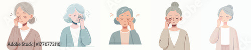 vector of a grandmother rubbing his sore eyes