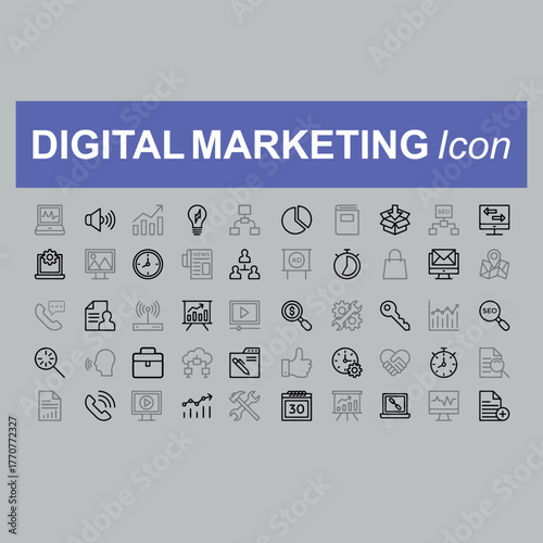 Digital Marketing Icon Pack SEO, Social Media and Online Advertising Icons