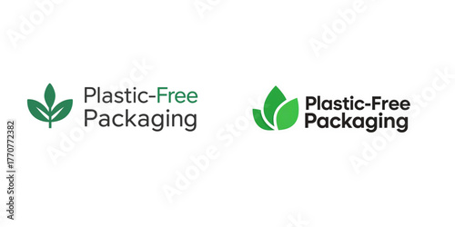 Plastic-Free Packaging Leaf Icon Vector Sticker