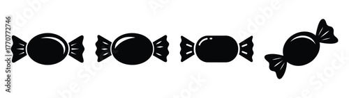 wrapped candy silhouette vector icons collection isolated on white background.Christmas Vector Icon Set.