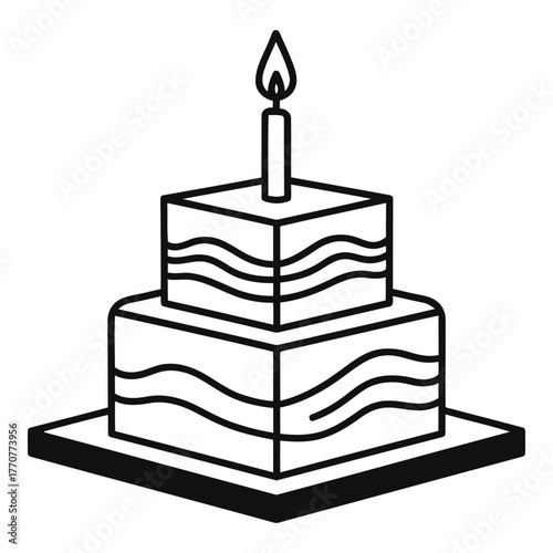 Cake birthday candle celebration two tiers drawing vector