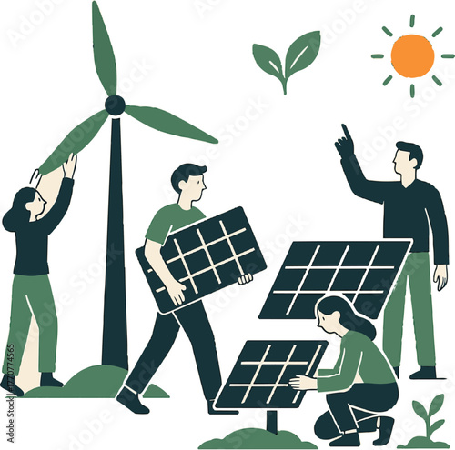  Sustainable Energy Concept Minimal Flat Vector Illustration

