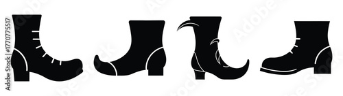 elf shoe silhouette vector icons collection isolated on white background.Christmas Vector Icon Set.