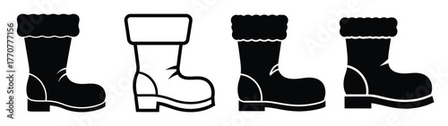 santa boot silhouette vector icons collection isolated on white background.Christmas Vector Icon Set.