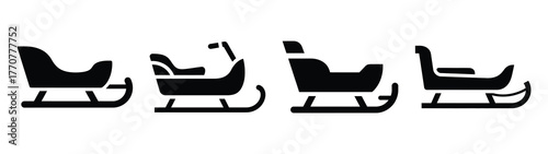 sled minimal silhouette silhouette vector icons collection isolated on white background.Christmas Vector Icon Set.