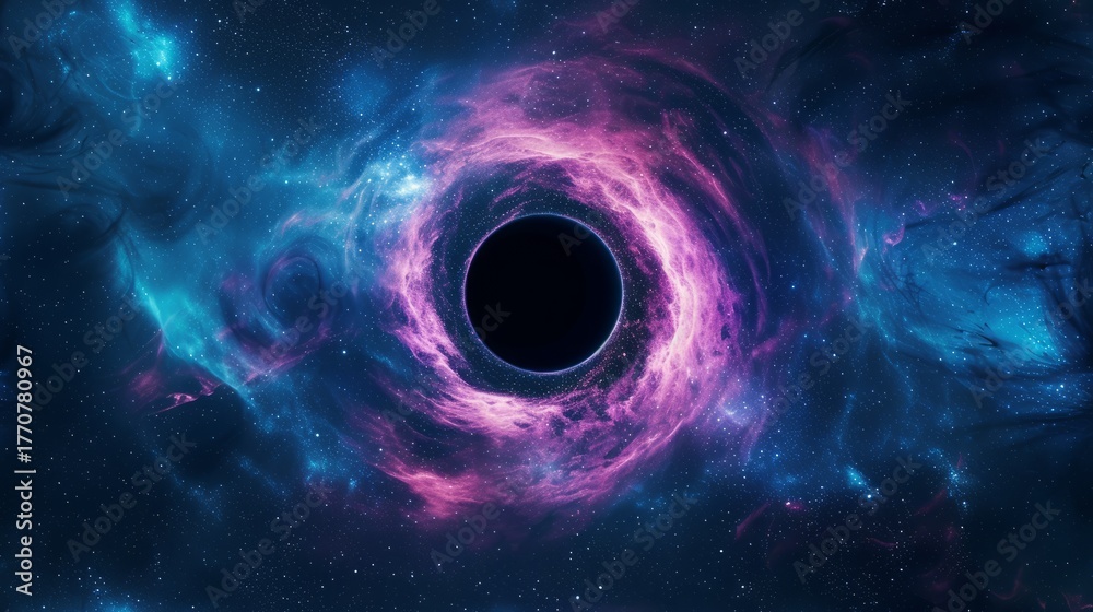 Obraz premium Cosmic Black Hole With Purple Nebula