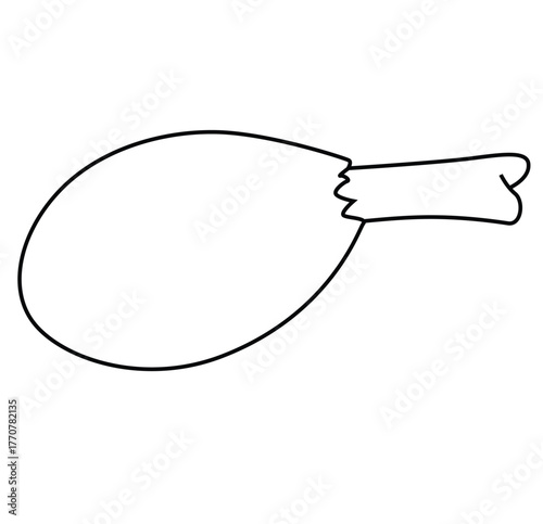 Cute cartoon hand drawn vector chicken turkey leg piece outline.