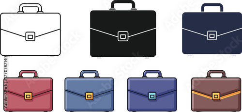 Collection of various briefcases in different colors and styles