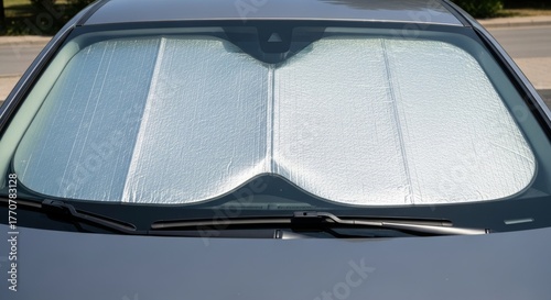 Vehicle windscreen with sunshade to protect from intense sunlight and heat
