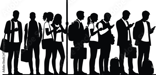 Commuter silhouette vector of people standing