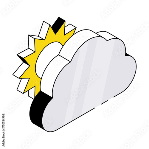 A unique design icon of partly cloudy day 