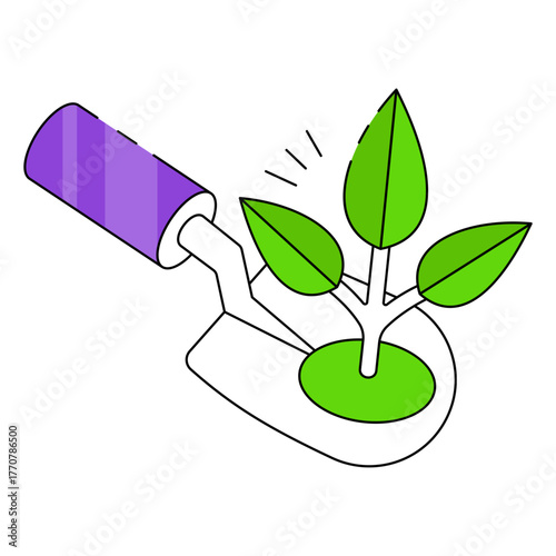 Vector design of trowel, isometric icon 