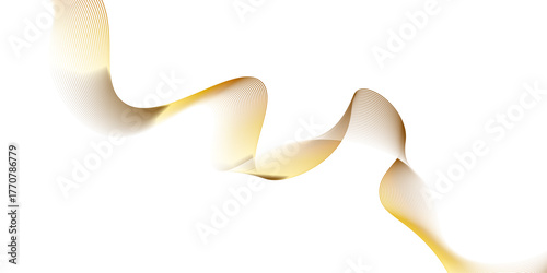 Abstract gold wave design ,Flowing particles future technology concept abstract gradient and gold wave ,gold wave lines on white background, premium wallpaper, minimal line illustration banner,