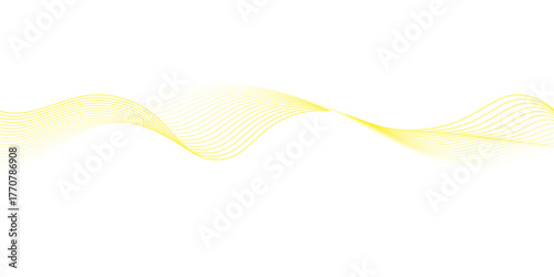 Smooth Yellow Wave Gradient Abstract Background, abstract line waves on white background. golden or yellow wave, wave background Digital frequency, banner template with space for text, cover, 
