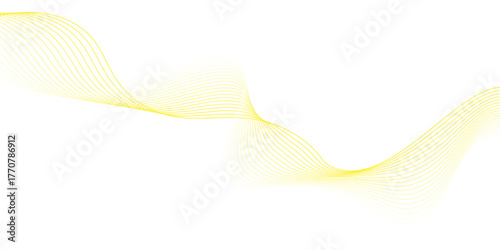 Smooth Yellow Wave Gradient Abstract Background, abstract line waves on white background. golden or yellow wave, wave background Digital frequency, banner template with space for text, cover, 
