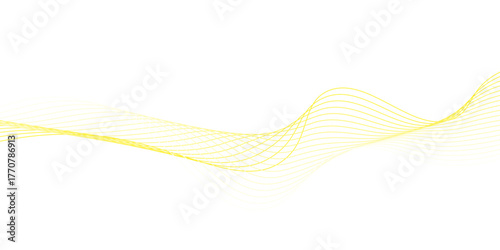 Smooth Yellow Wave Gradient Abstract Background, abstract line waves on white background. golden or yellow wave, wave background Digital frequency, banner template with space for text, cover, 

