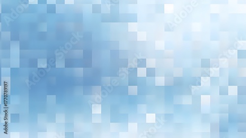 Abstract blue pixel mosaic with gradient squares, digital design asset for web banners and tech branding templates.