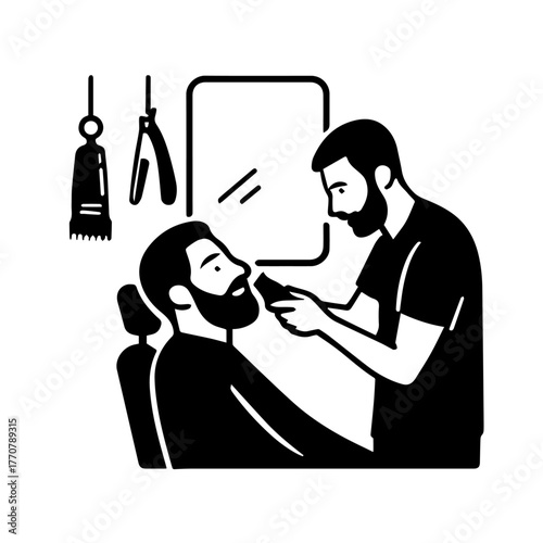 Barber Trimming Beard Vector
