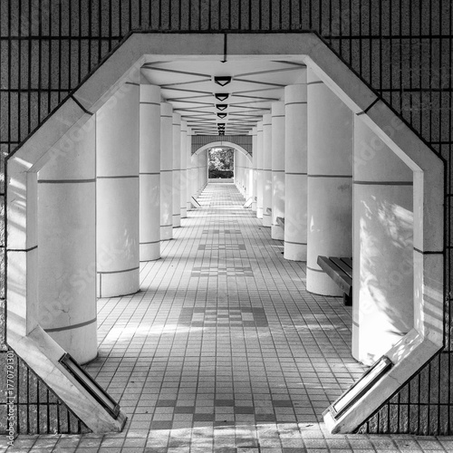 Perspective of corridor in the modern office building