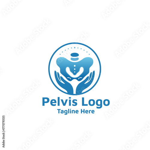 Pelvis bone Logo icon Human skeleton lower body anatomy symbol. Pelvic hip joint Illustation